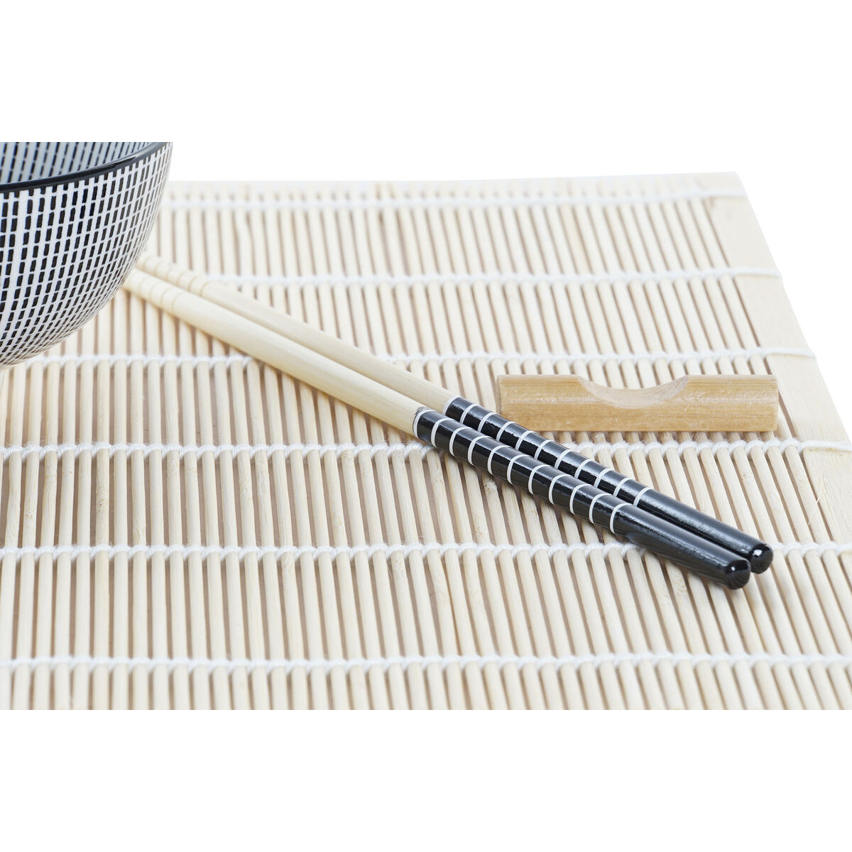 Set per Sushi DKD Home Decor 14,5 x 14,5 x 31 cm Nero Gres Orientale (16 Pezzi) - Image 3