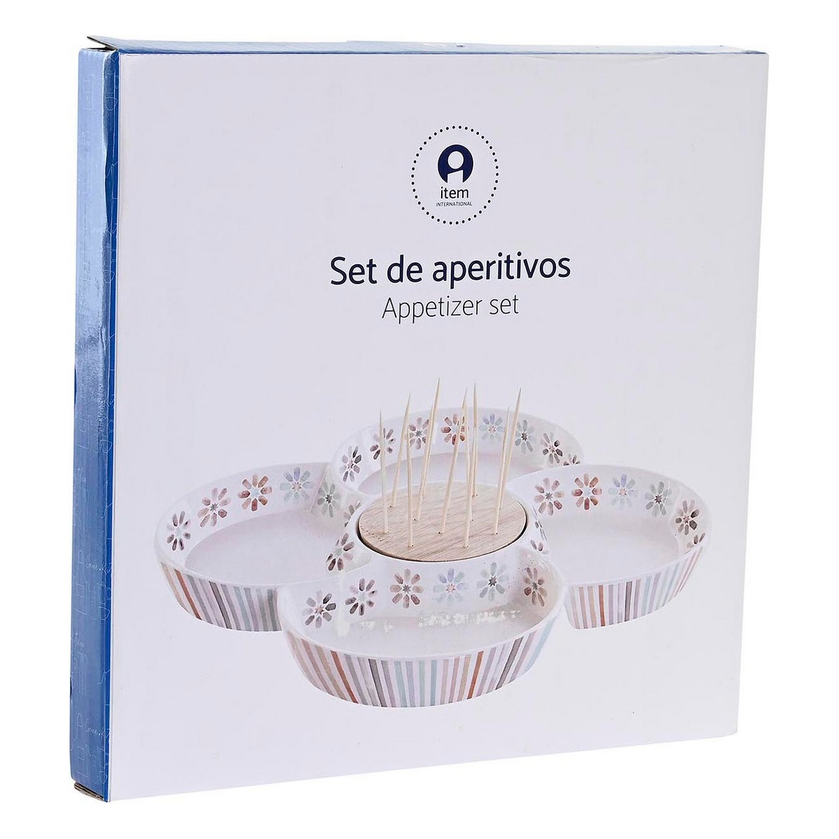 Vassoio per aperitivi DKD Home Decor Multicolore 22 x 22 x 3 cm Gres - Image 4