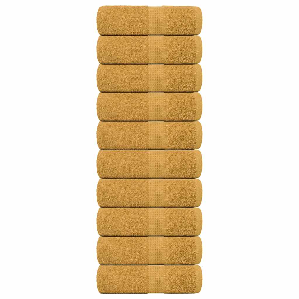 vidaXL Serviettes d'invité 10 pcs doré 30x50 cm 360 g/m² 100% coton