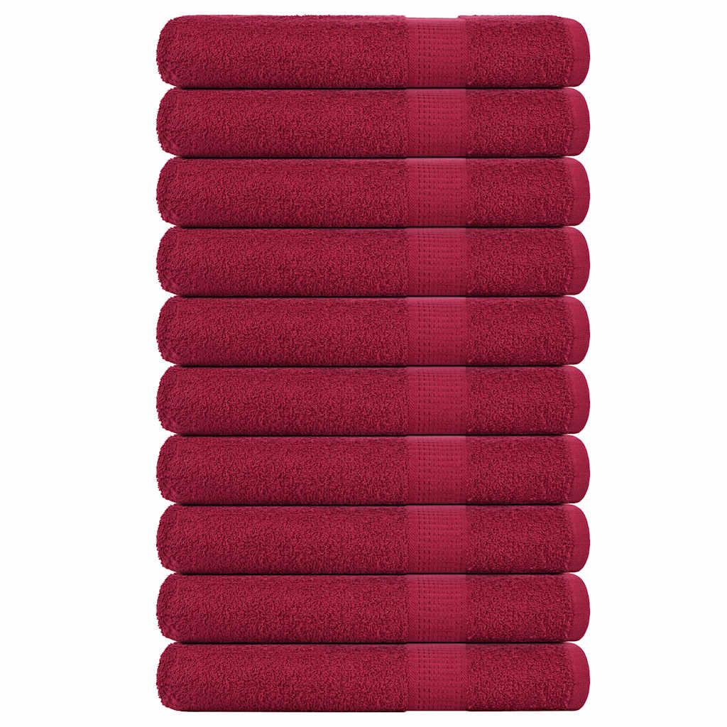 vidaXL Serviettes 10 pcs bordeaux 100x200 cm 360 g/m² 100% coton