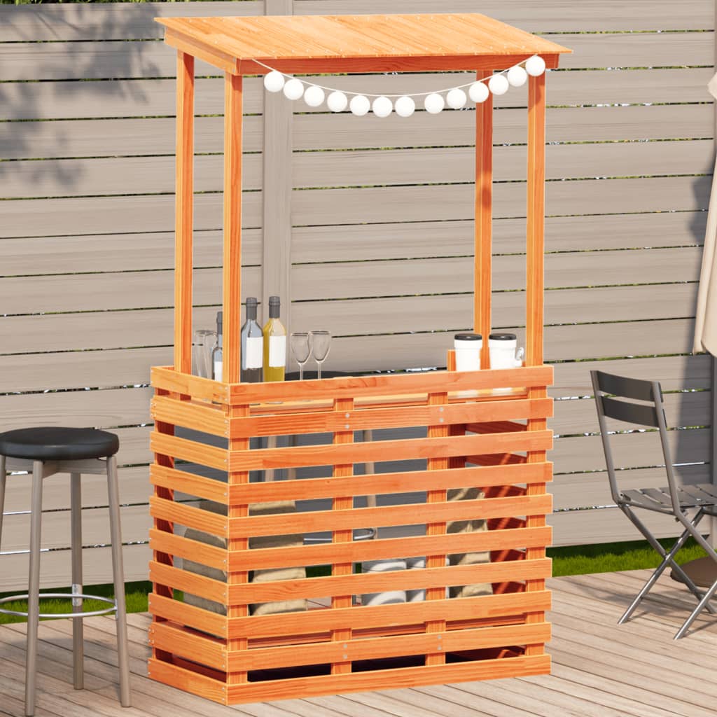 vidaXL Table de bar d'extérieur avec toit marron bois massif