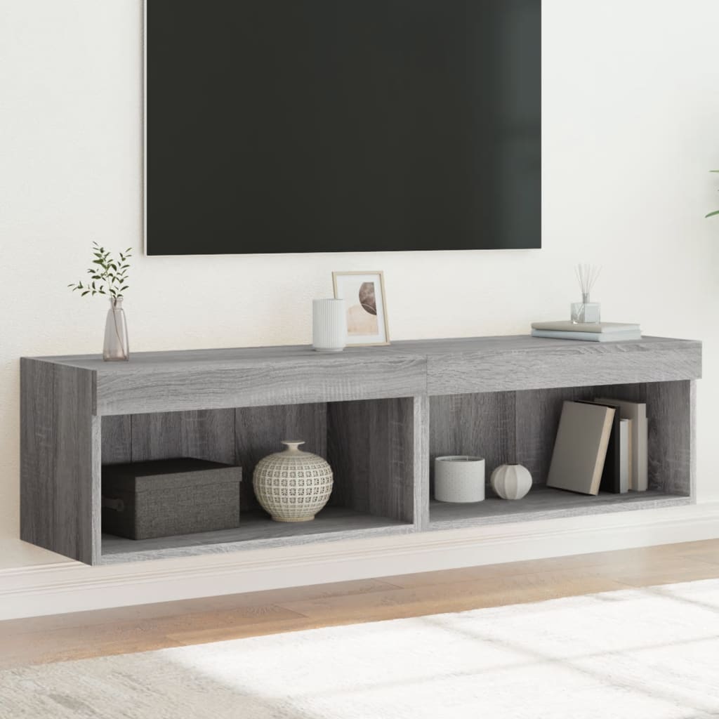 vidaXL Muebles de TV con luces LED 2 uds gris Sonoma 60x30x30 cm