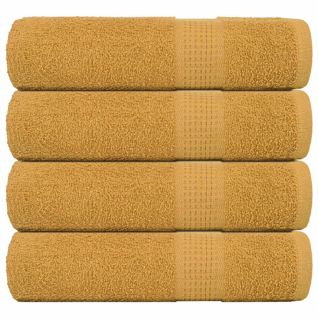 vidaXL Serviettes de bain 4 pcs doré 100x150 cm 360 g/m² 100% coton