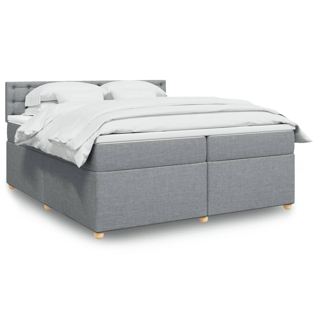 vidaXL Cama box spring con colchón tela gris claro 200x200 cm