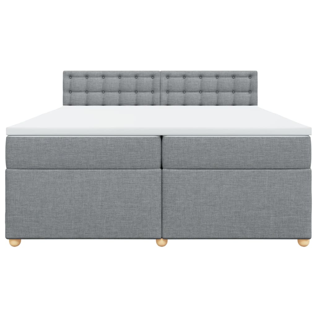 vidaXL Cama box spring con colchón tela gris claro 200x200 cm - Image 4