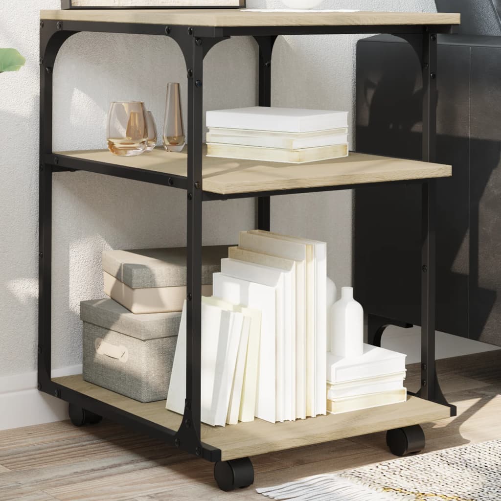 vidaXL Soporte de impresora 3 niveles roble Sonoma 43x48x64 cm