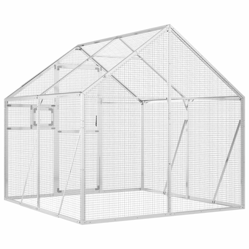 vidaXL Voliere Silbern 1,79x2x1,85 m Aluminium - Image 5