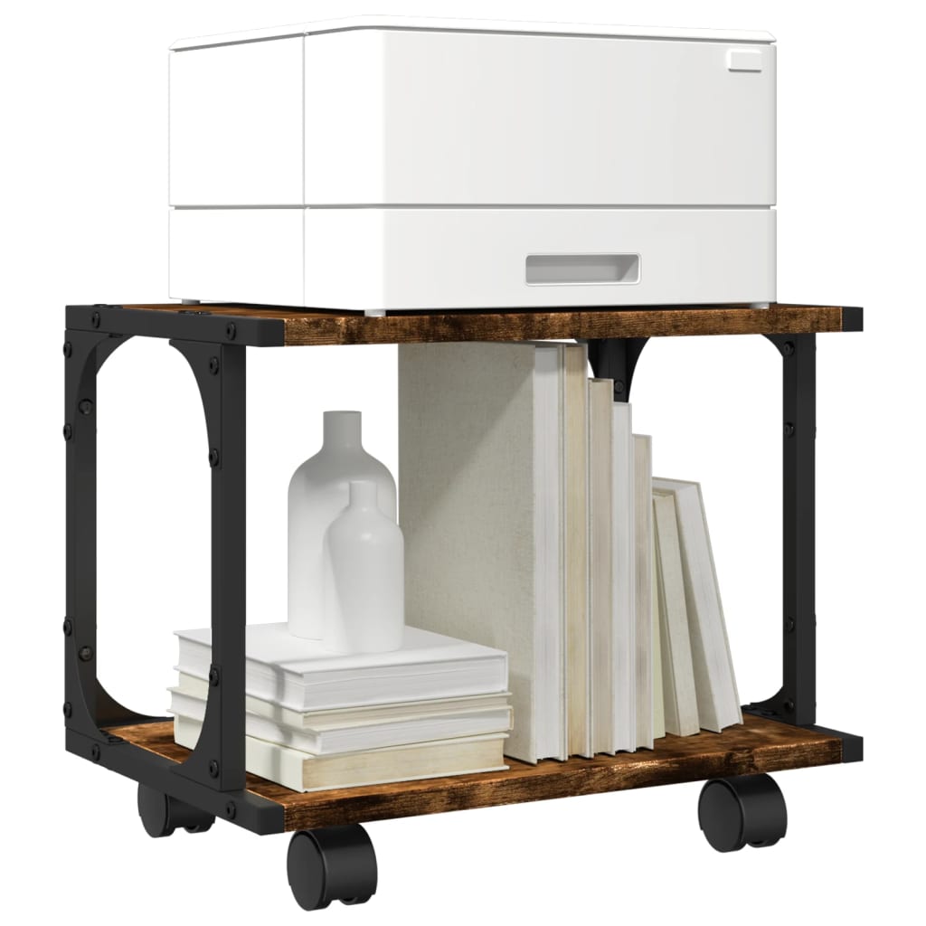 vidaXL Soporte de impresora 2 niveles roble ahumado 41x28x33,5 cm - Image 5