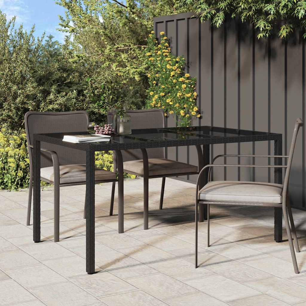 vidaXL Table de jardin pour repas Noir 150 x 90 x 75 cm Poly rotin