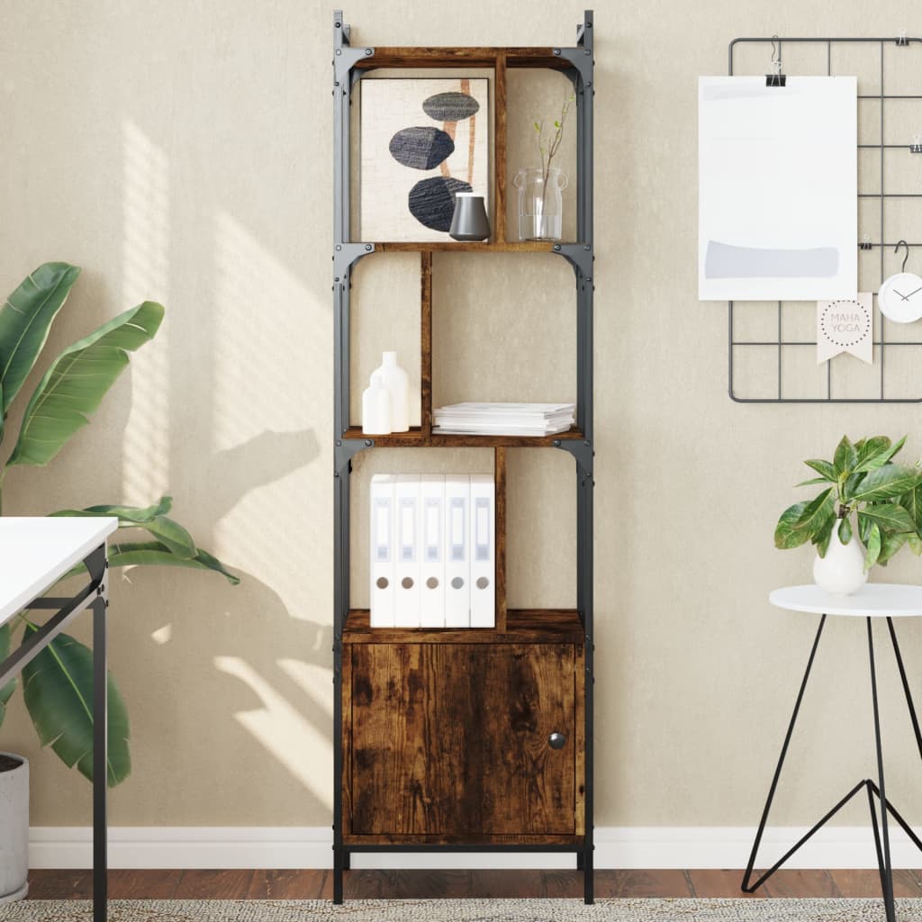 vidaXL Bücherregal mit Tür Räuchereiche 44,5x30x154,5 cm Holzwerkstoff