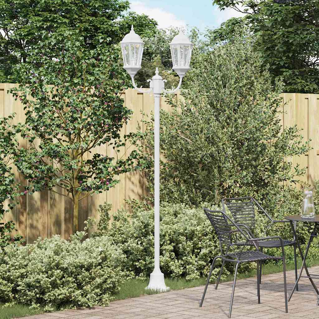 vidaXL Gartenlichtmast Weiß Aluminium und Glas