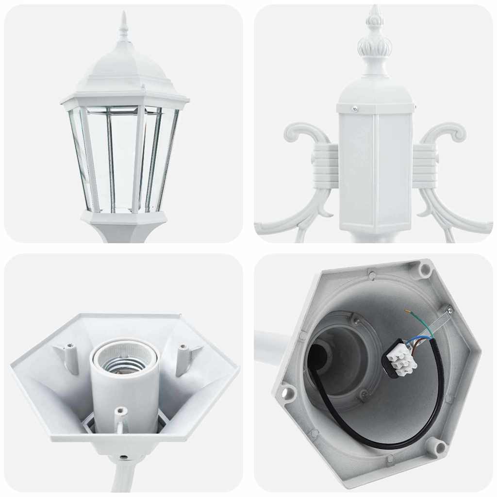 vidaXL Gartenlichtmast Weiß Aluminium und Glas - Image 5
