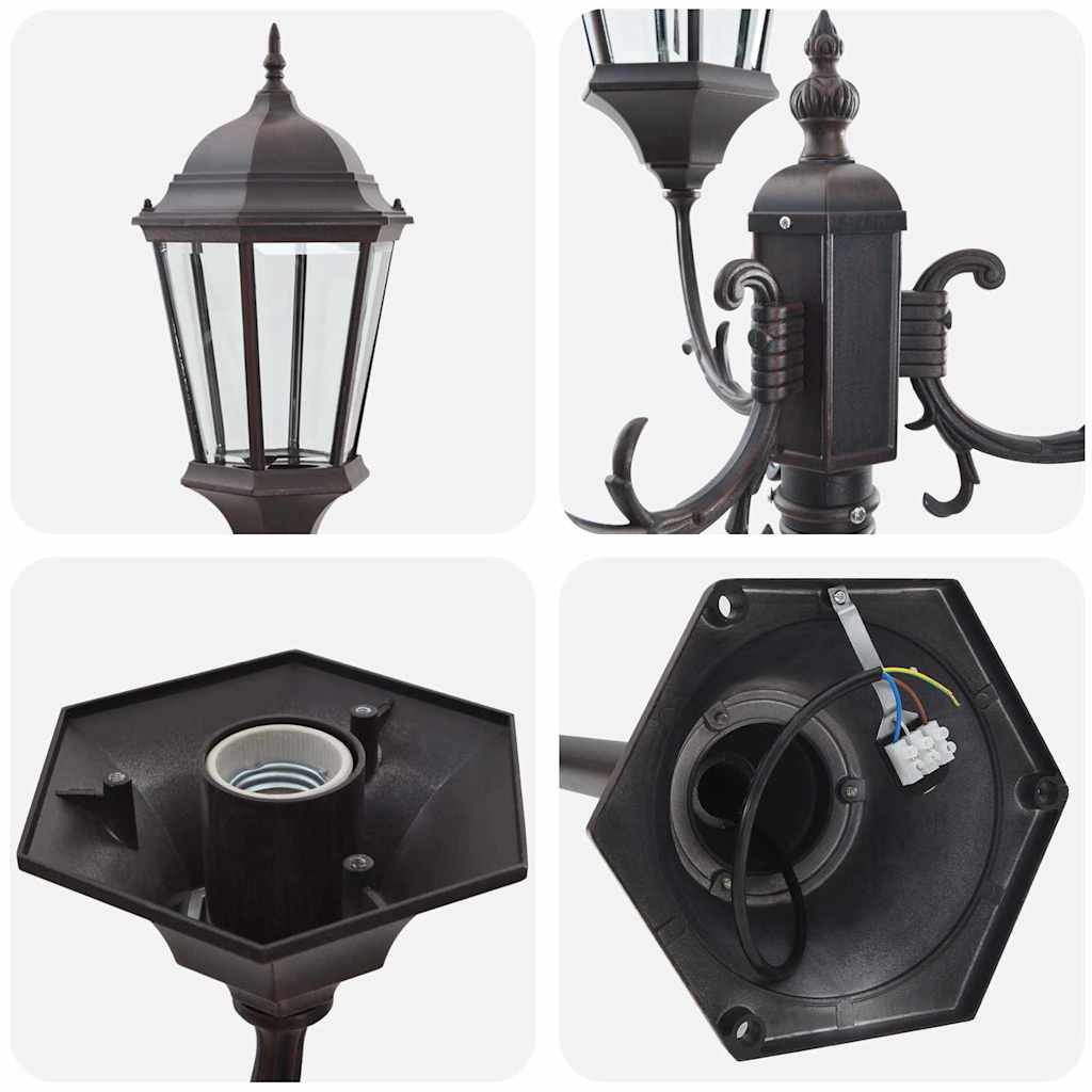 vidaXL Gartenlichtmast Bronze Aluminium, Glas - Image 5
