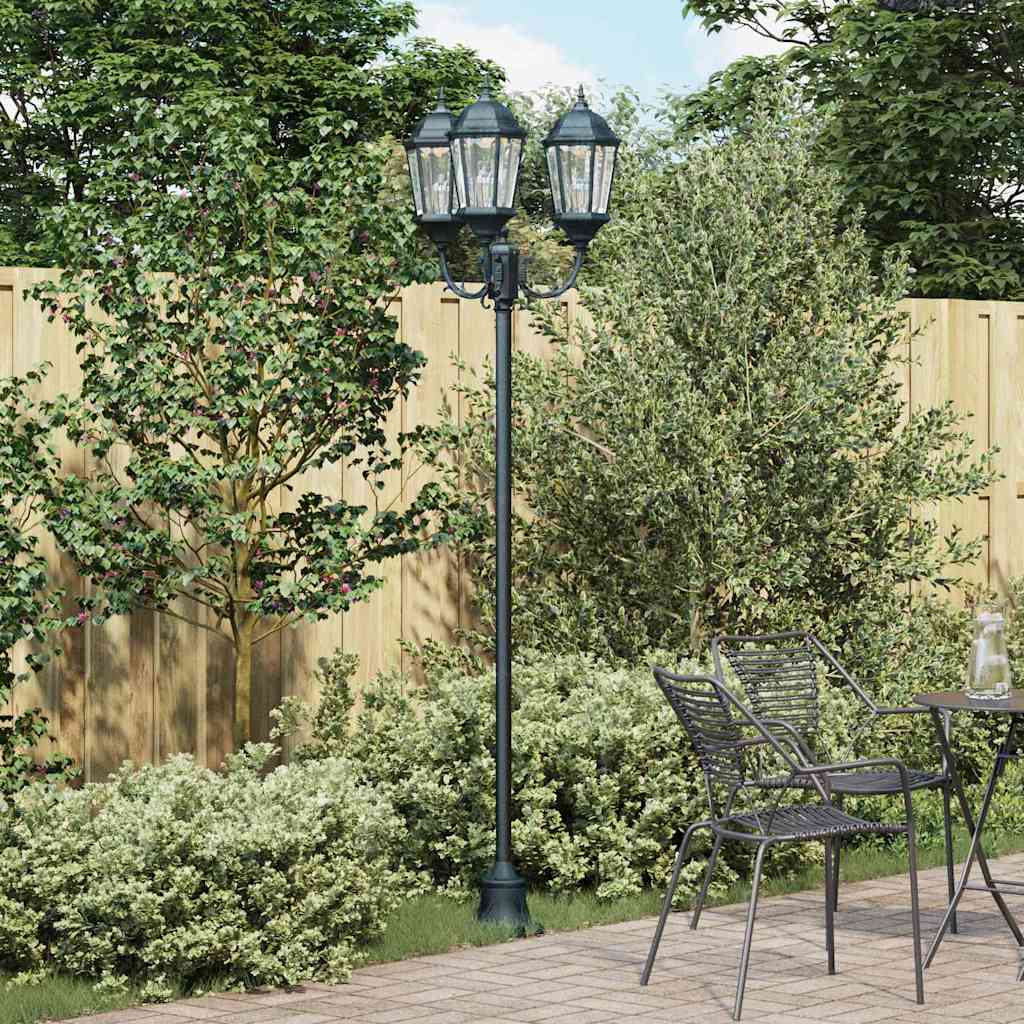 vidaXL Gartenlichtmast Dunkelgrün Aluminium und Glas