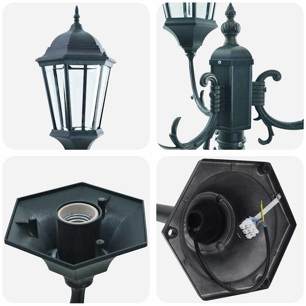 vidaXL Gartenlichtmast Dunkelgrün Aluminium und Glas - Image 5