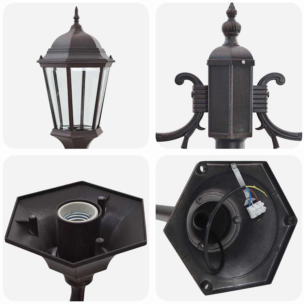 vidaXL Gartenlichtmast Bronze Aluminium und Glas - Image 5