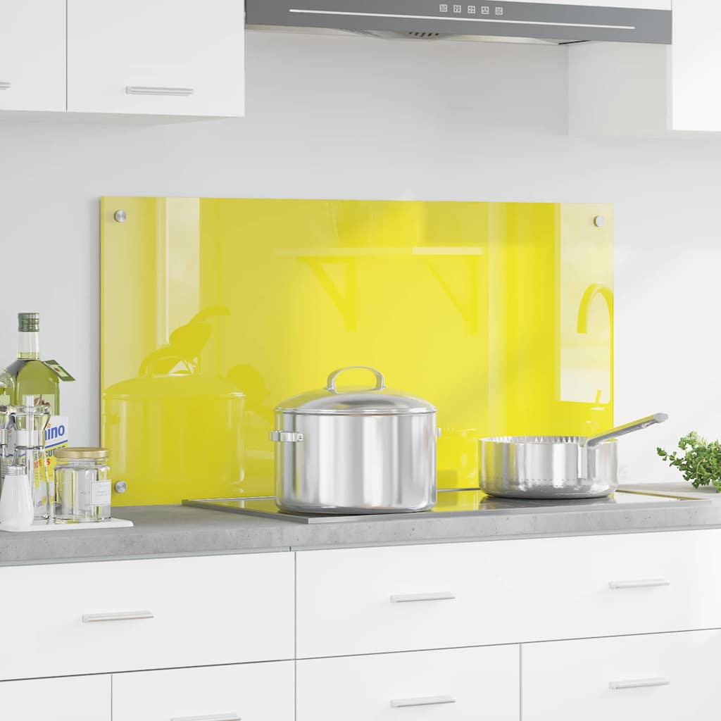 vidaXL Protection de cuisine Jaune 100 x 50 x 0,6 cm verre trempé