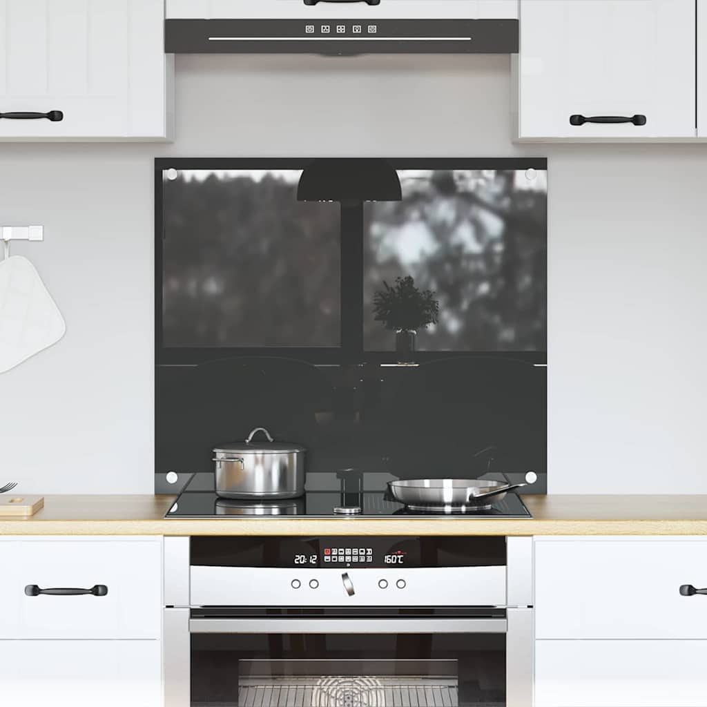 vidaXL Protection de cuisine Gris foncé 70 x 60 x 0,6 cm verre trempé