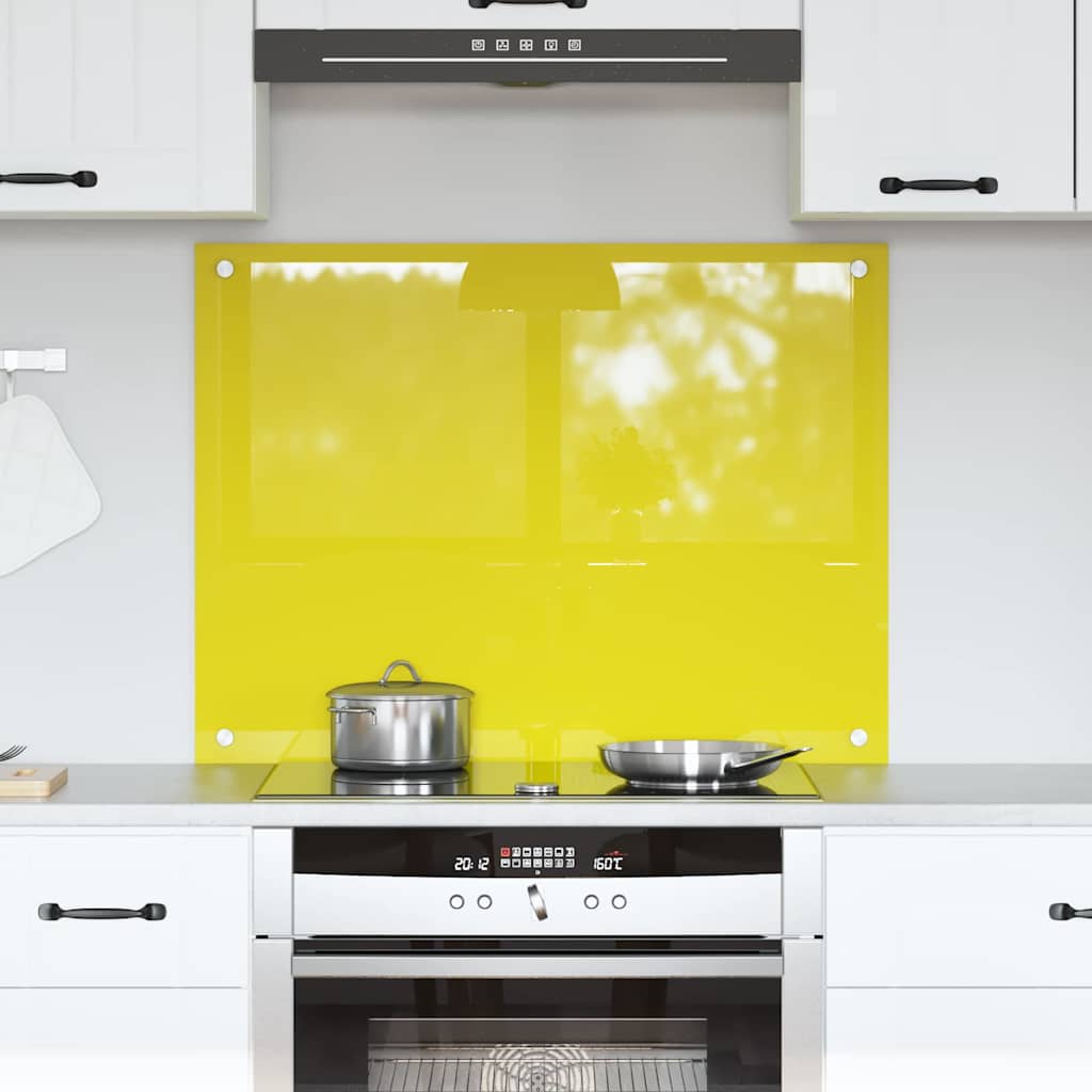 vidaXL Protection de cuisine Jaune 80 x 60 x 0,6 cm verre trempé