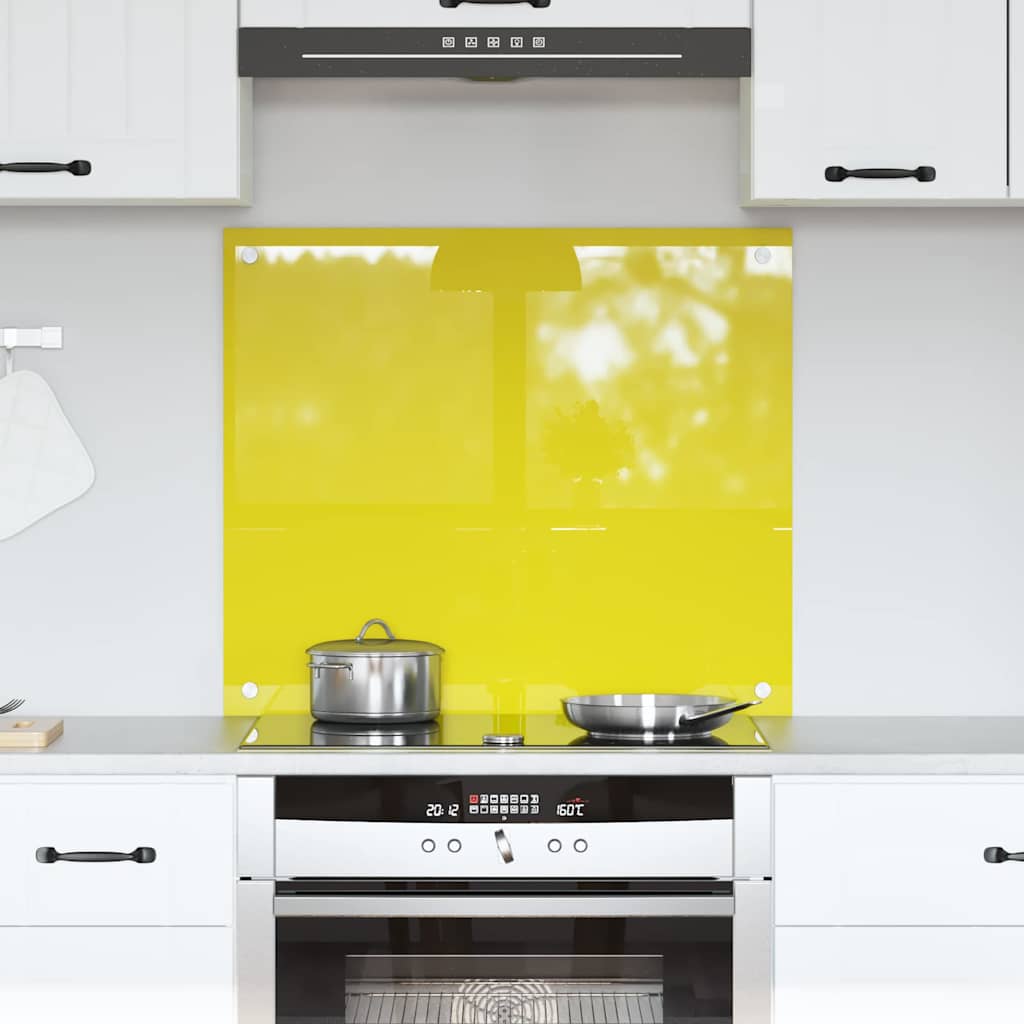 vidaXL Protection de cuisine Jaune 70 x 60 x 0,6 cm verre trempé