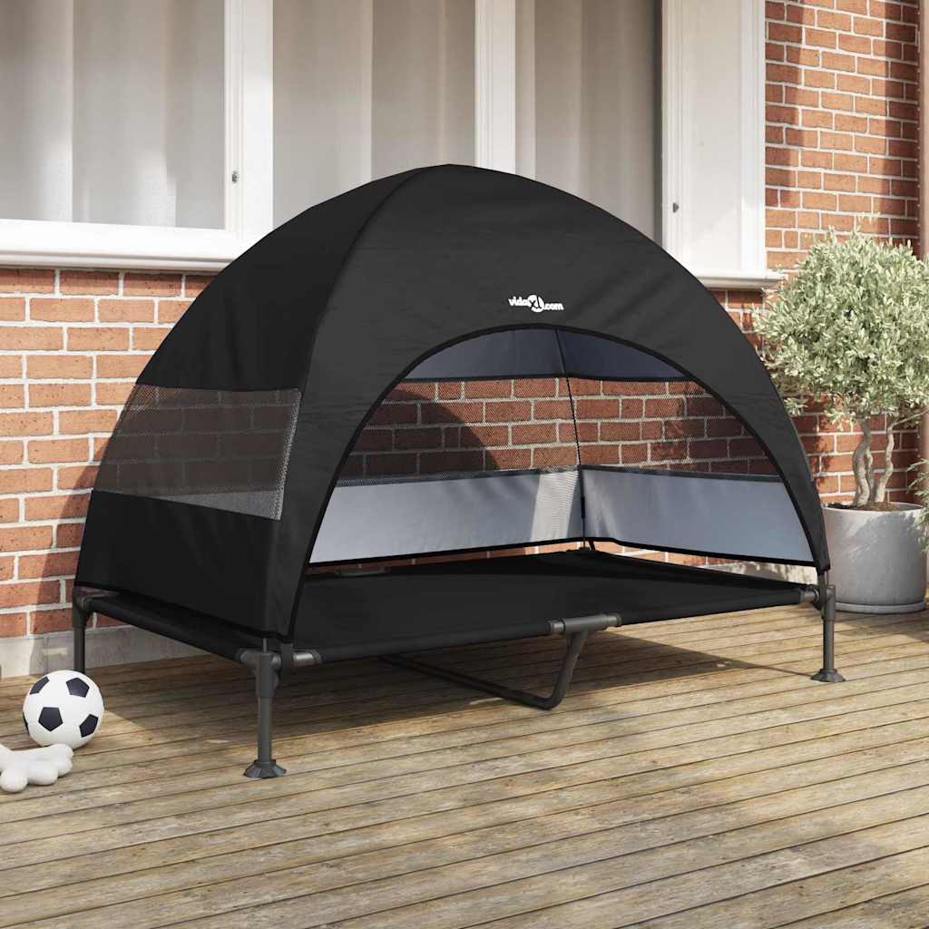 vidaXL Lit surélevé pour chien Noir 127 x 81 x 108 cm Tissu et acier