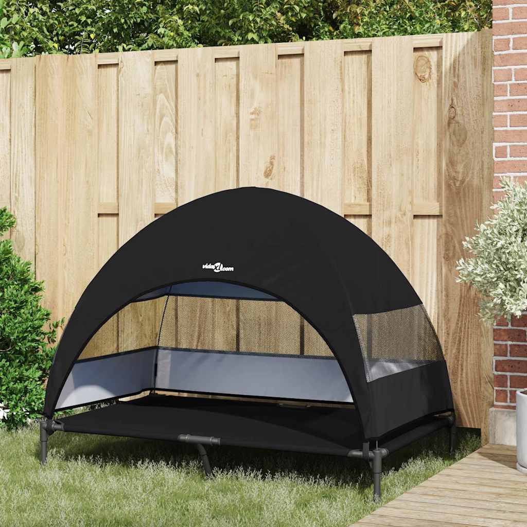 vidaXL Lit surélevé pour chien Noir 127 x 81 x 108 cm Tissu et acier - Image 3
