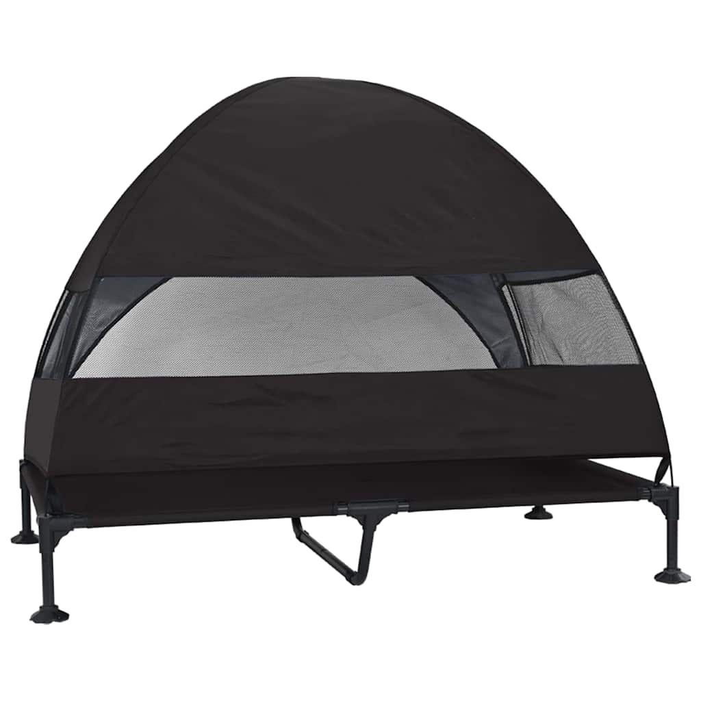 vidaXL Lit surélevé pour chien Noir 127 x 81 x 108 cm Tissu et acier - Image 6