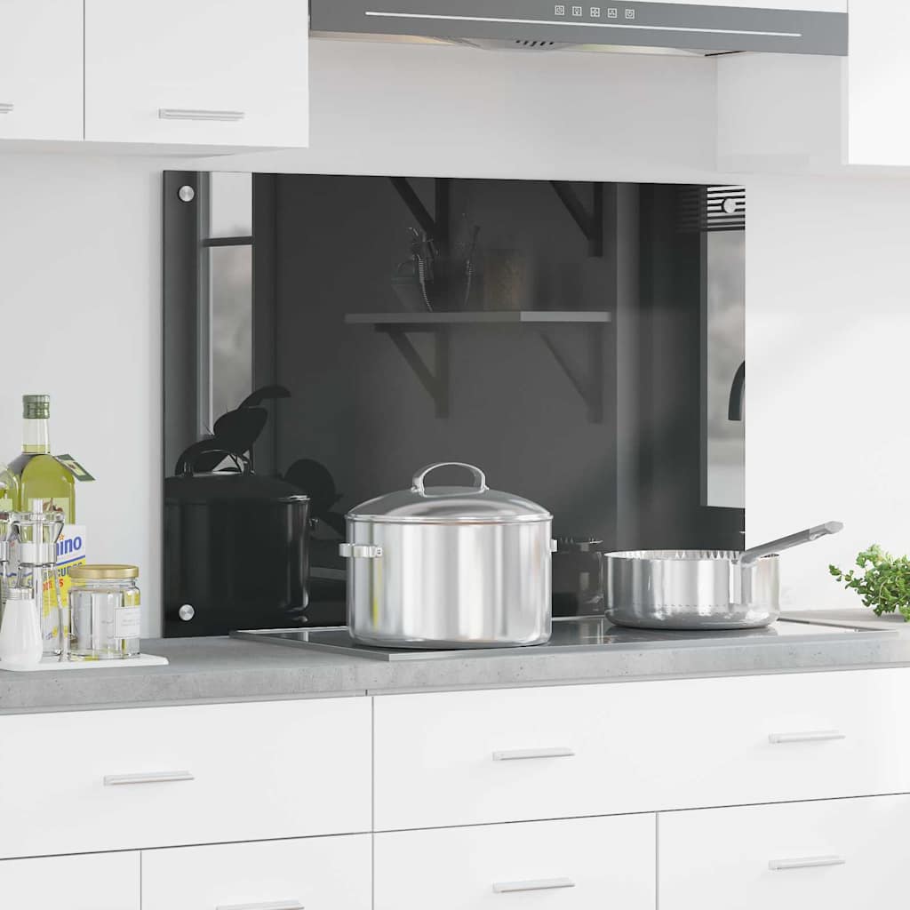 vidaXL Protection de cuisine Gris foncé 90 x 60 x 0,6 cm verre trempé