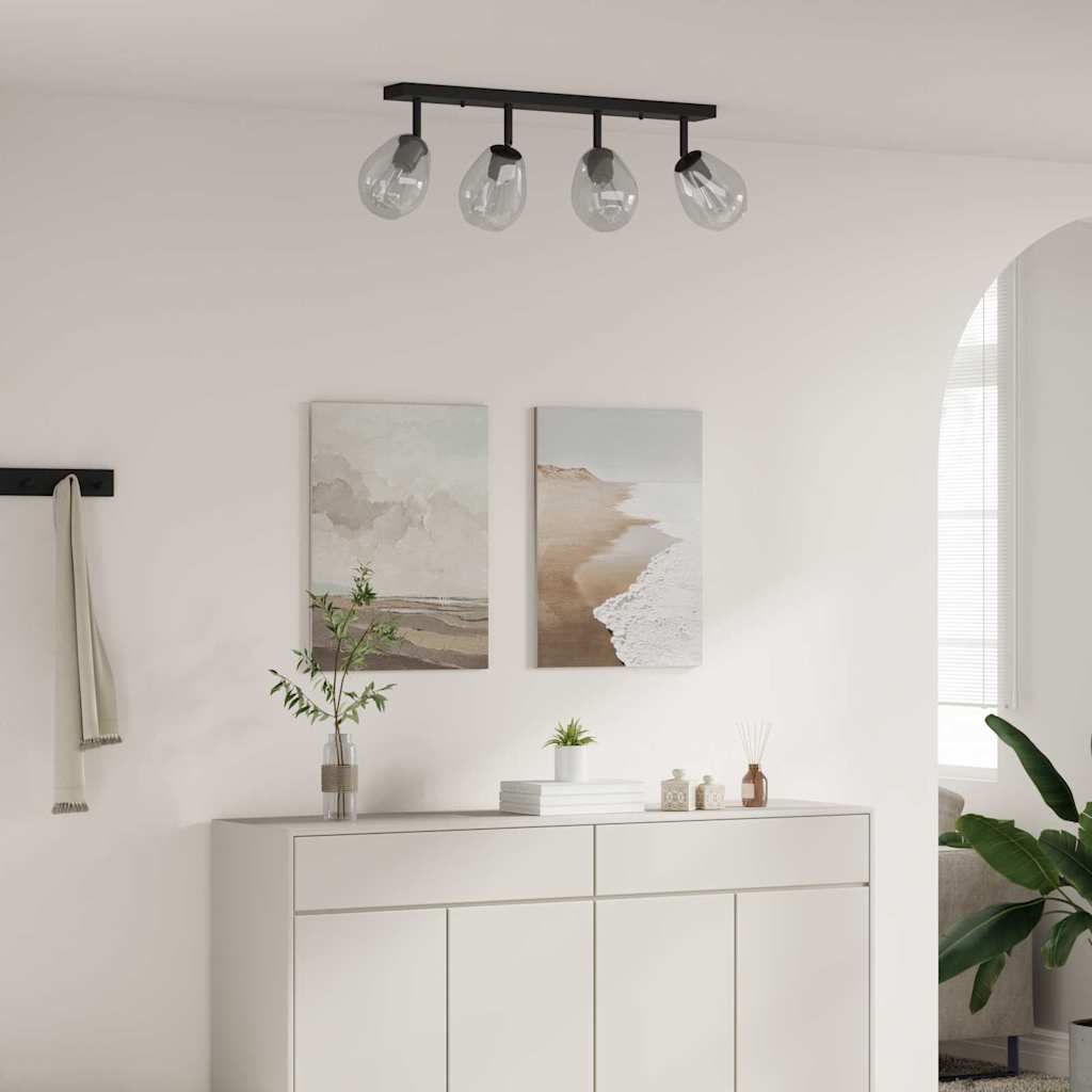 vidaXL Spot de plafond Noir 70 x 13 x 26 cm Verre et métal