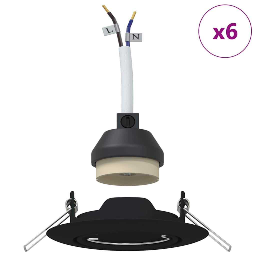 vidaXL Spotlights avec des projecteurs 6 pcs Noir 9 x 9 cm Métal - Image 4