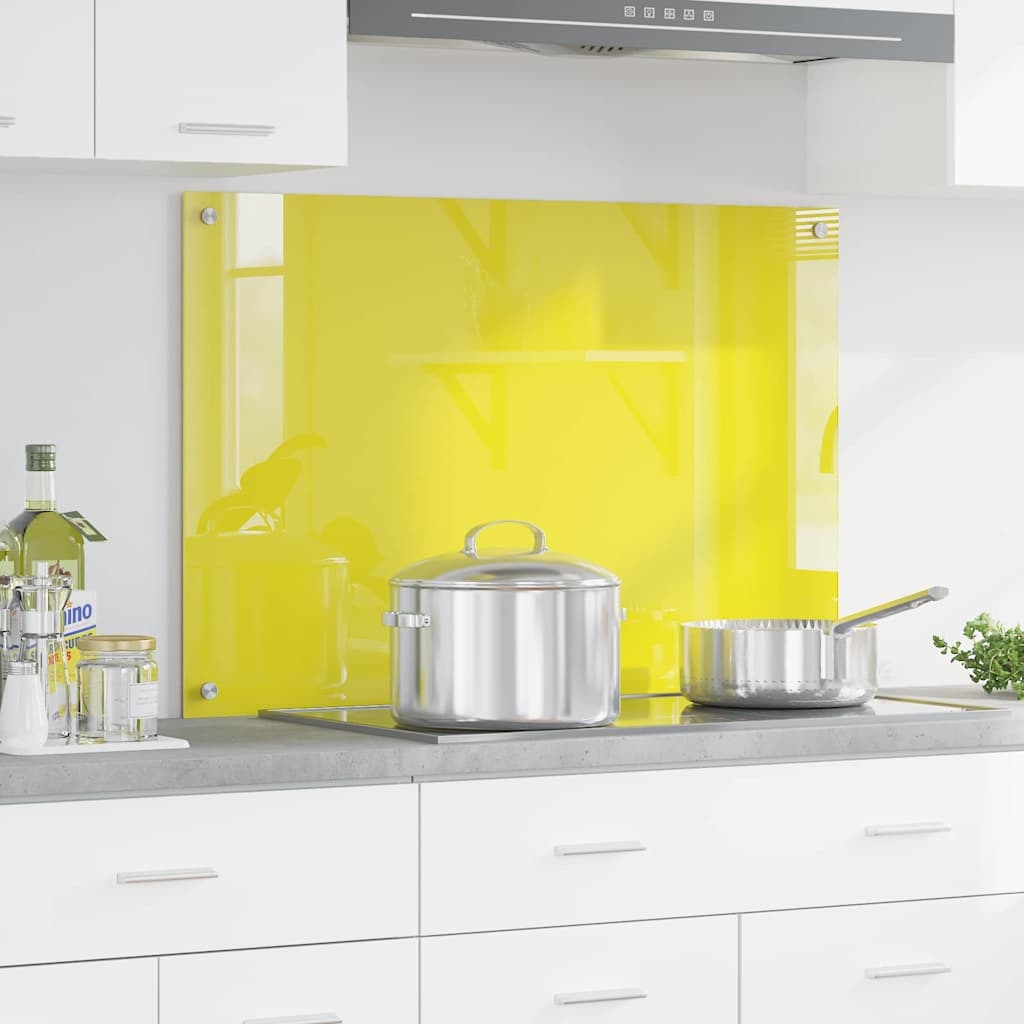 vidaXL Protection de cuisine Jaune 90 x 60 x 0,6 cm verre trempé