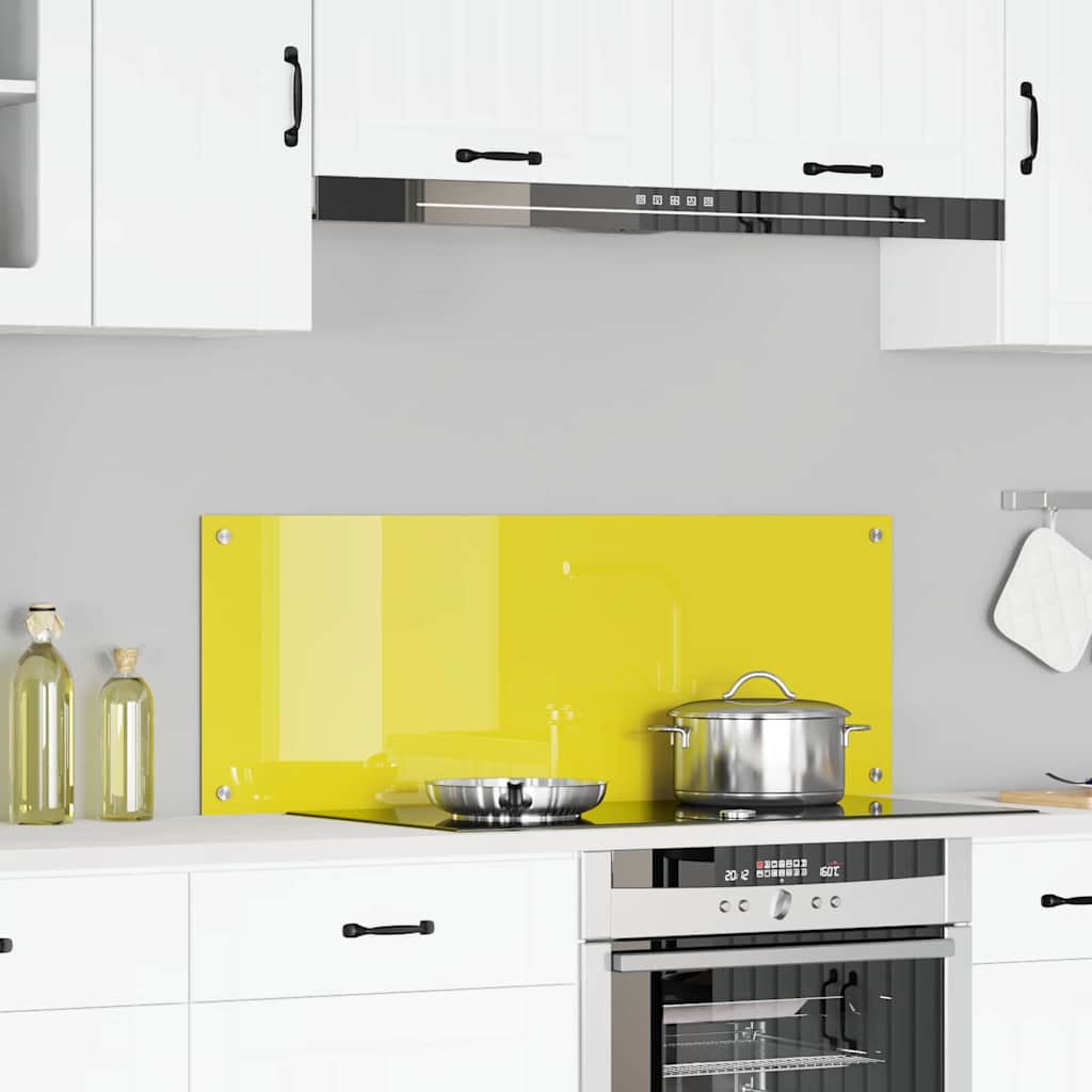 vidaXL Protection de cuisine Jaune 110 x 40 x 0,6 cm verre trempé