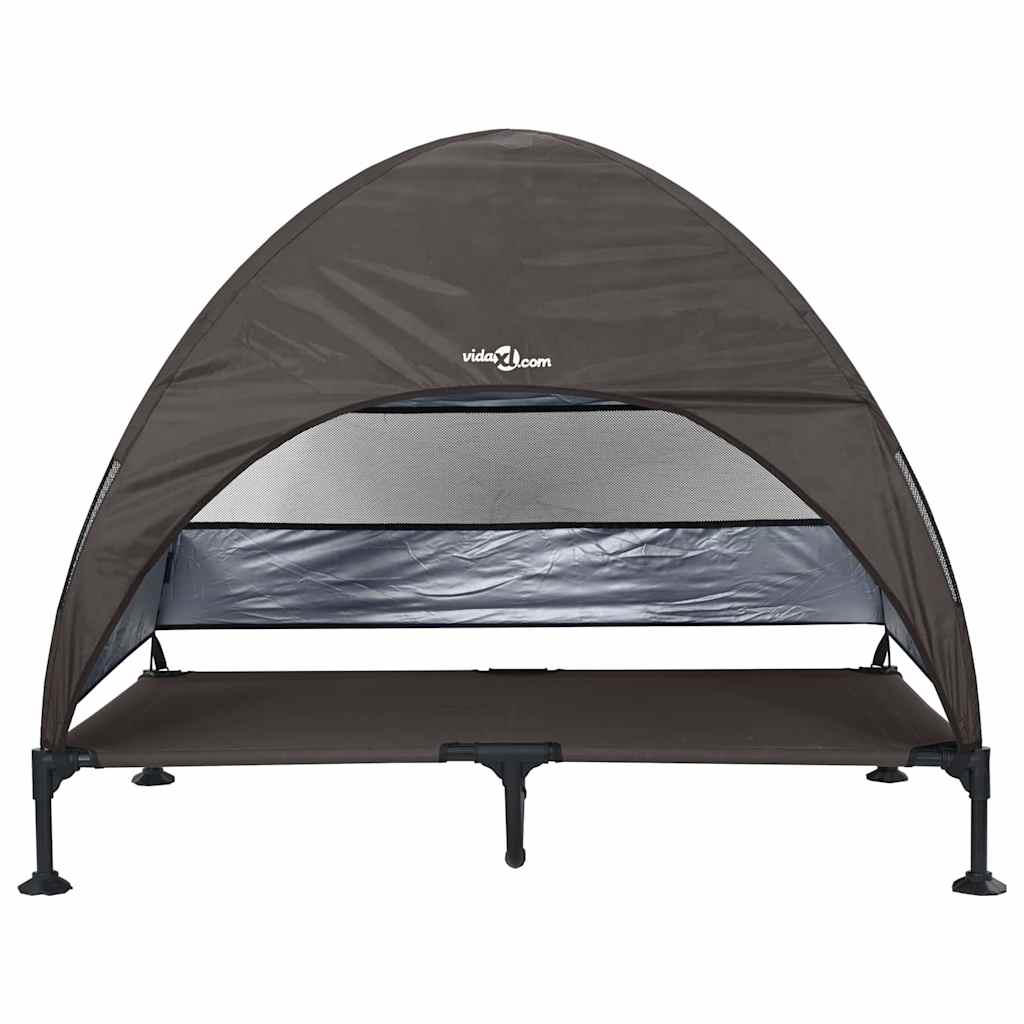 vidaXL Lit surélevé pour chien Marron 127 x 81 x 108 cm Tissu et acier - Image 4