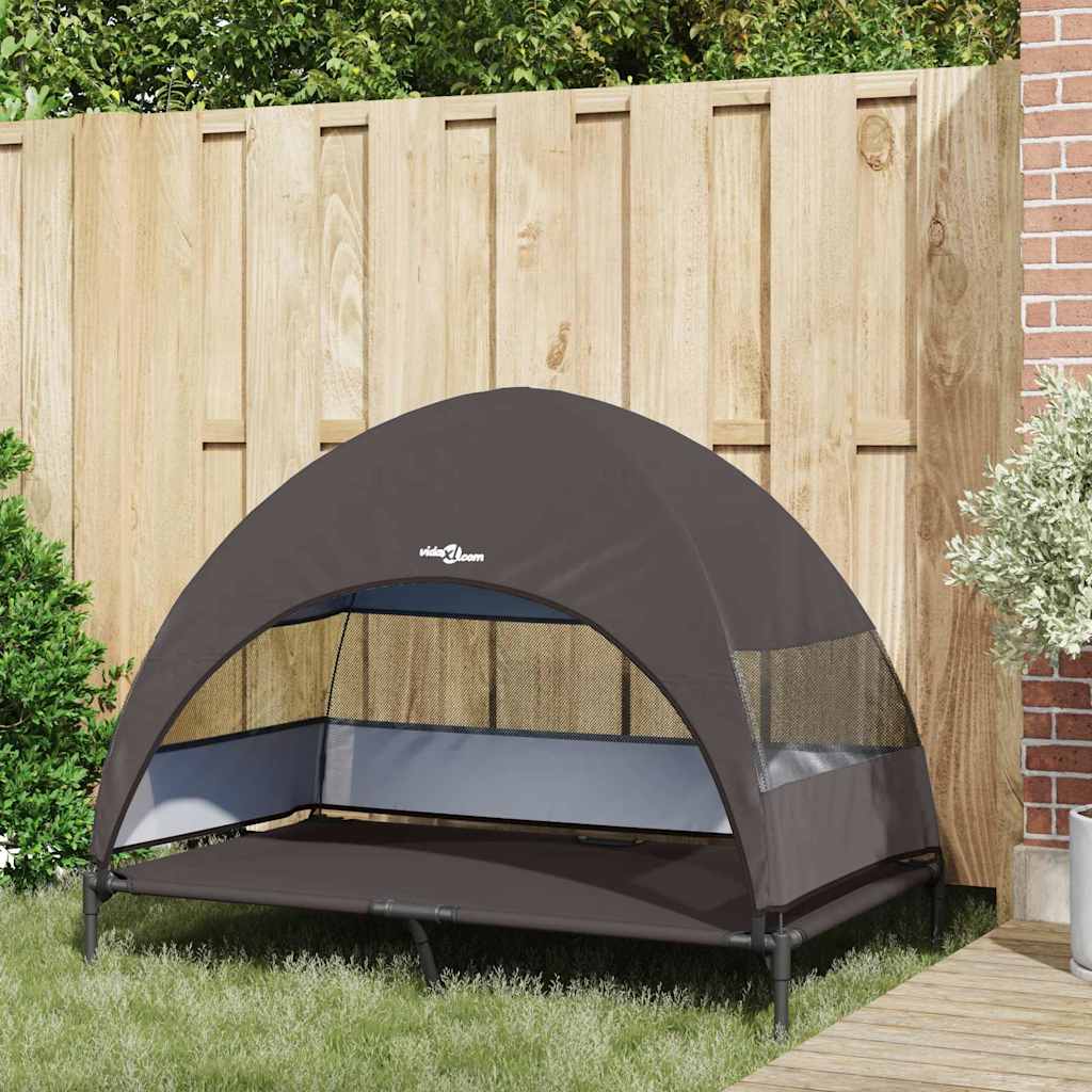 vidaXL Lit surélevé pour chien Marron 127 x 81 x 108 cm Tissu et acier - Image 3