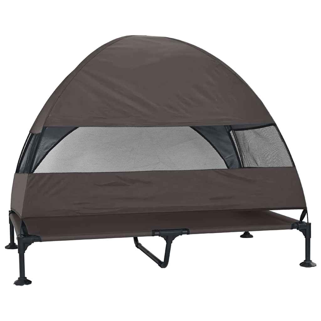 vidaXL Lit surélevé pour chien Marron 127 x 81 x 108 cm Tissu et acier - Image 6