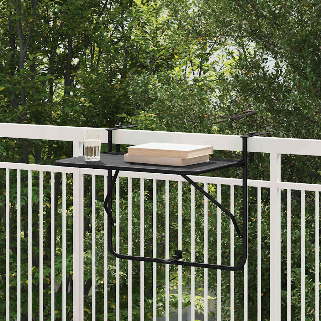 vidaXL Table Suspendue de Balcon Noir 60 x 39 x 65 cm Acier