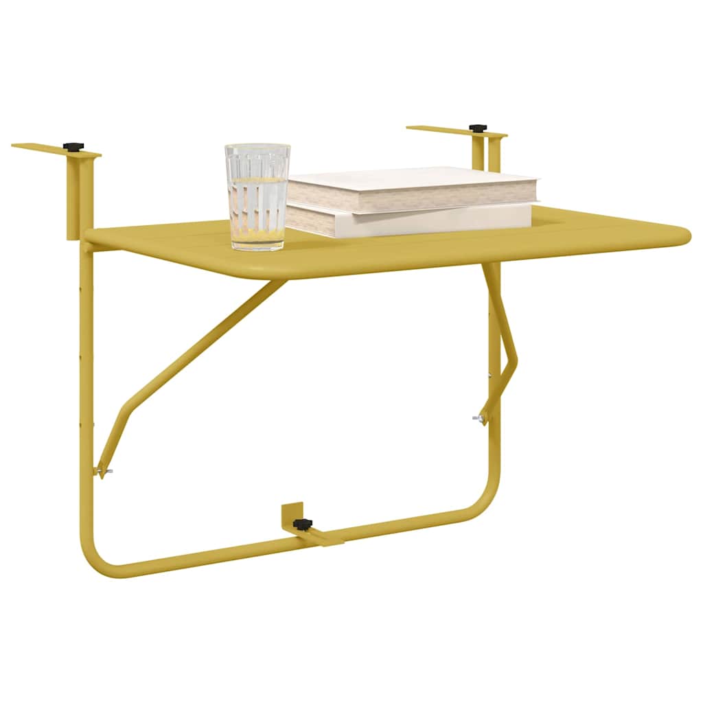vidaXL Table Suspendue de Balcon Doré 60 x 39 x 65 cm Acier - Image 3