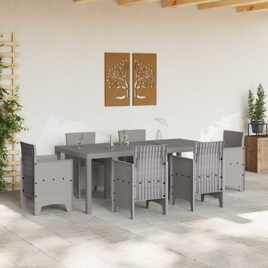 vidaXL Table de Jardin Gris clair 200 x 100 x 73 cm polyrotin - Image 3