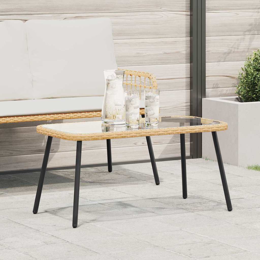 vidaXL Table basse Marron et Noir 90 x 45 x 43 cm Poly Rattan et verre