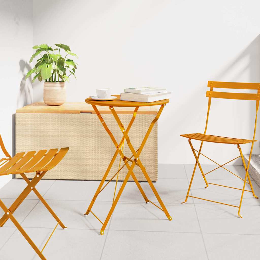 vidaXL Table bistrot Moutarde Ø50x71 cm Acier revêtu de poudre