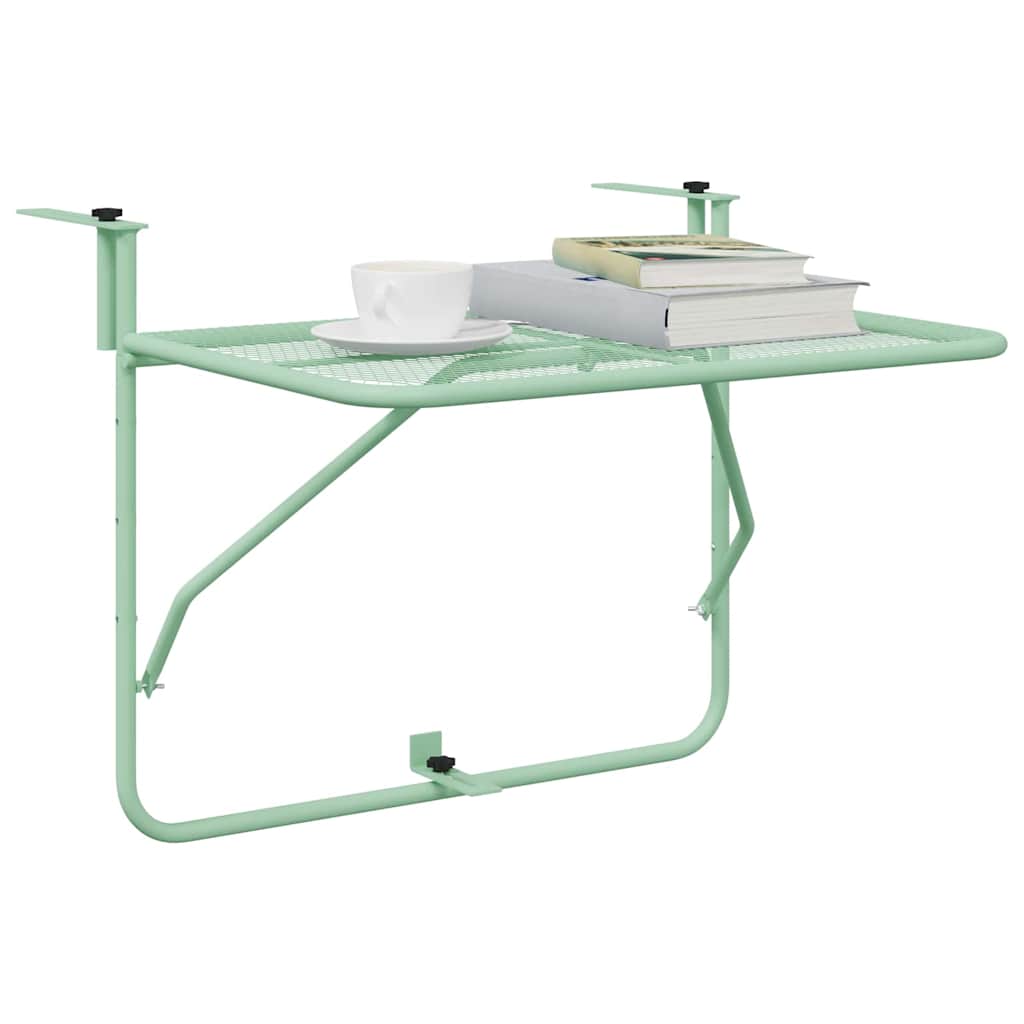 vidaXL Table Suspendue de Balcon Vert menthe 60 x 39 x 65 cm Acier - Image 3