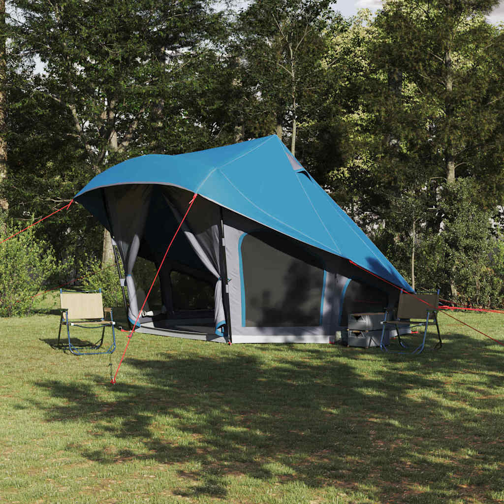 vidaXL Tente Tipi familiale avec toit Bleu et gris 508 x 470 x 300 cm
