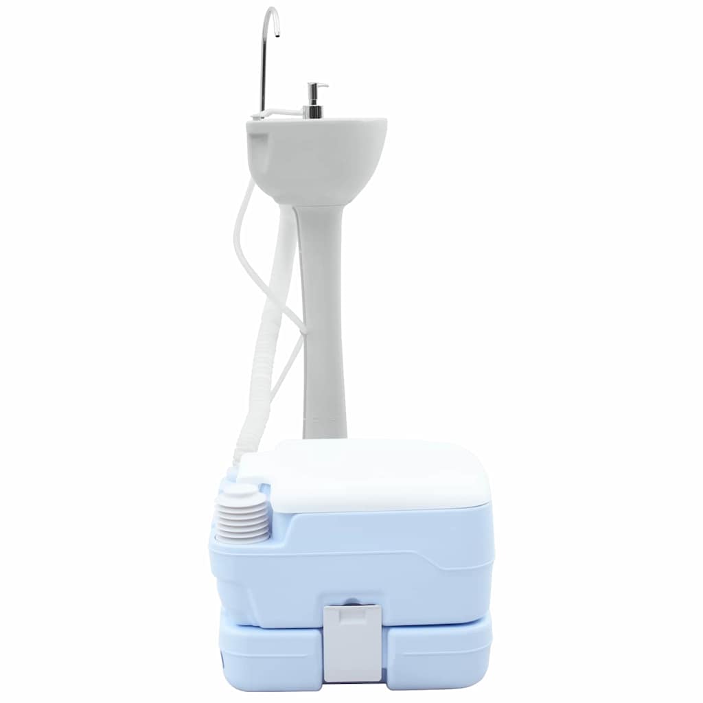 vidaXL Toilette de Camping 2 pcs Bleu et Blanc - Image 4