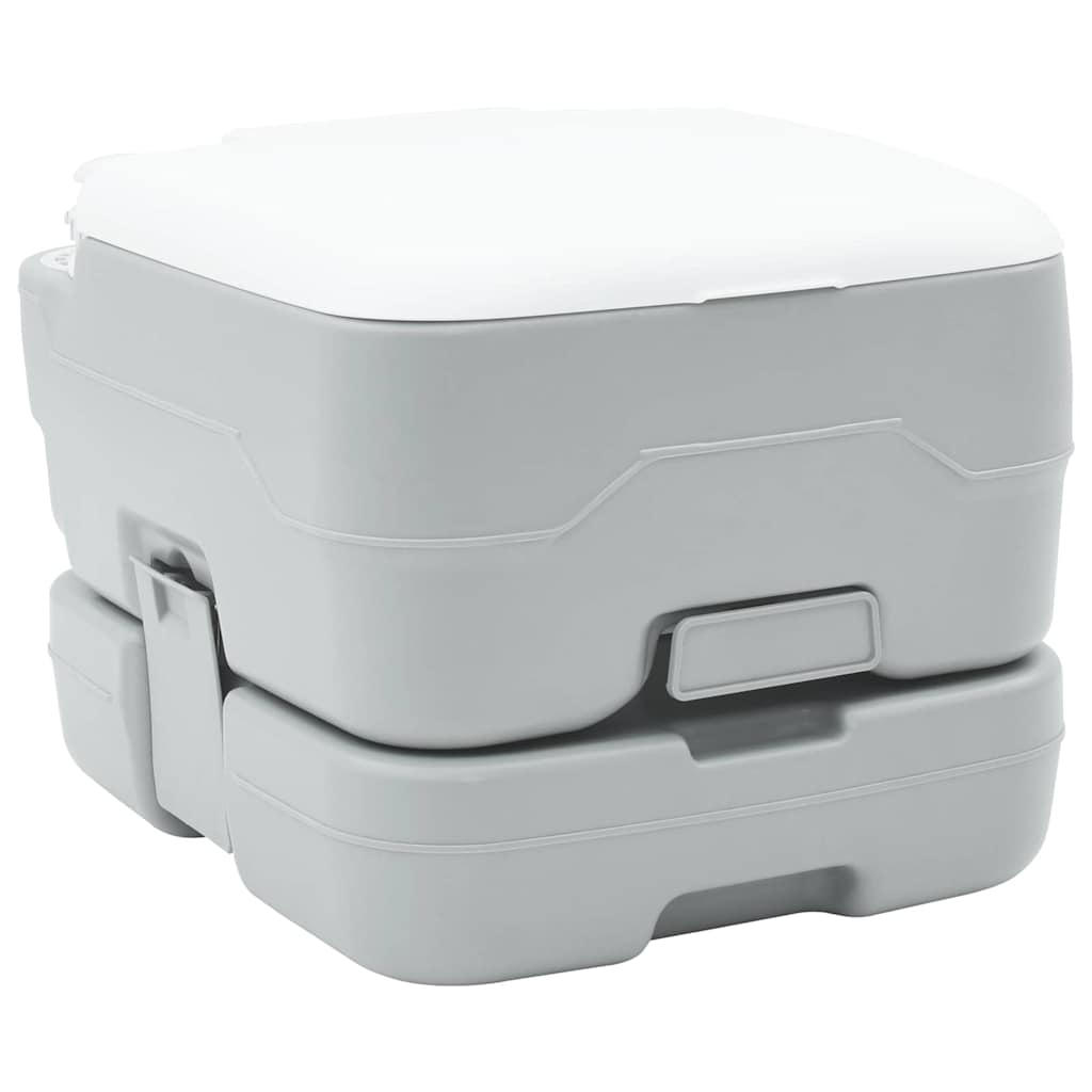 vidaXL Toilette de camping portable Gris et blanc 41.5 x 36.5 x 30 cm
