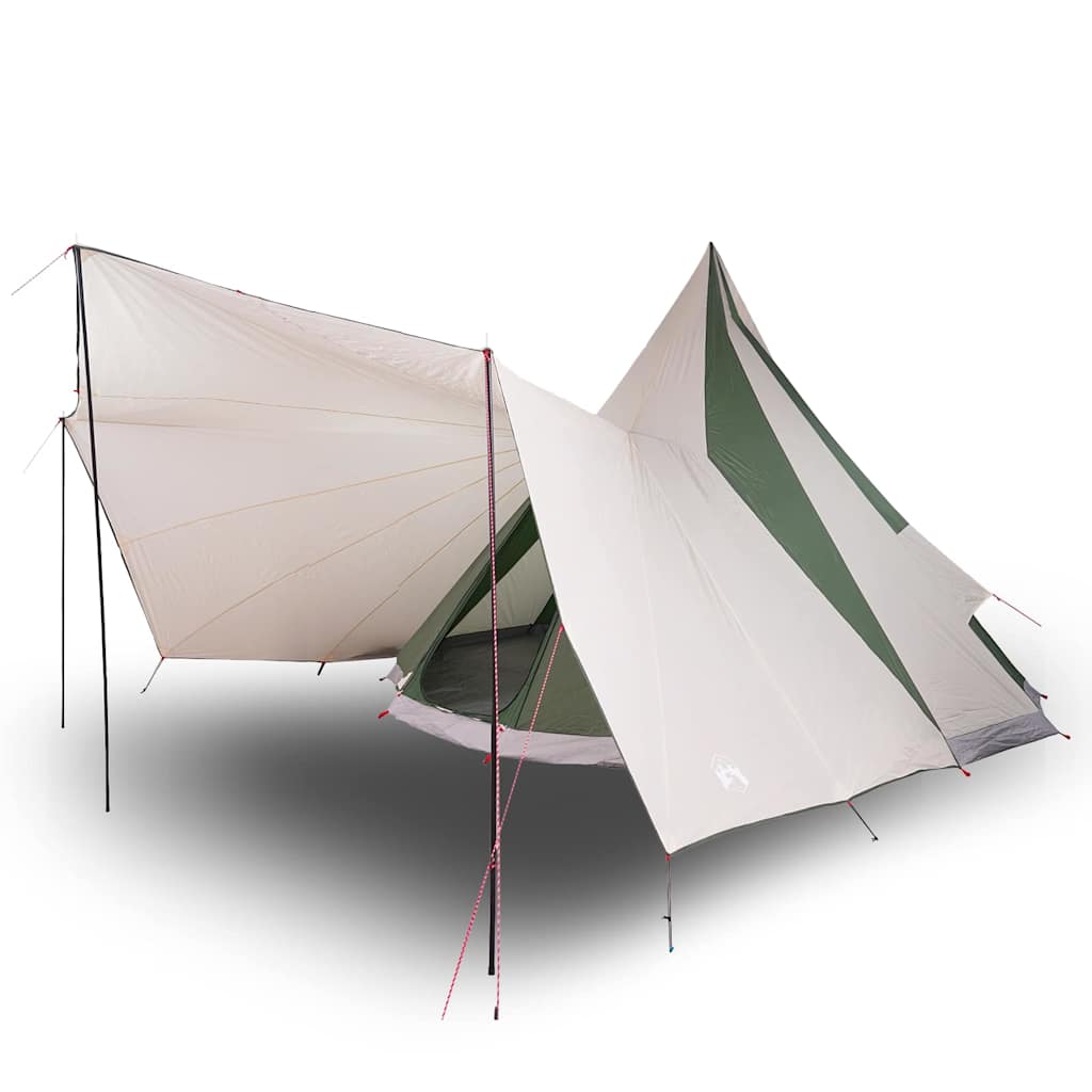 vidaXL Tente Tipi familiale avec toit Vert et beige 510 x 690 x 330 cm - Image 3