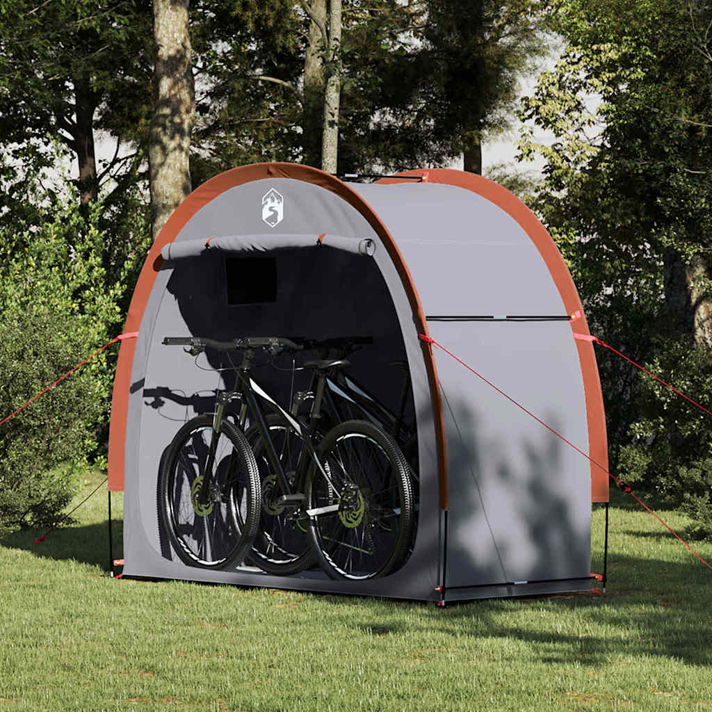 vidaXL Tente de rangement pour vélos Gris et orange 210 x 90 x 174 cm