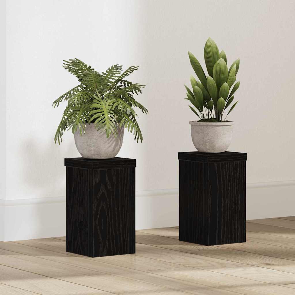 vidaXL Support de Plante 2 pcs Chêne noir 10 x 10 x 18 cm
