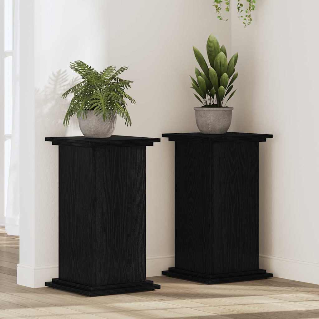 vidaXL Support de Plante Chêne noir 33 x 33 x 60 cm Bois d'ingénierie