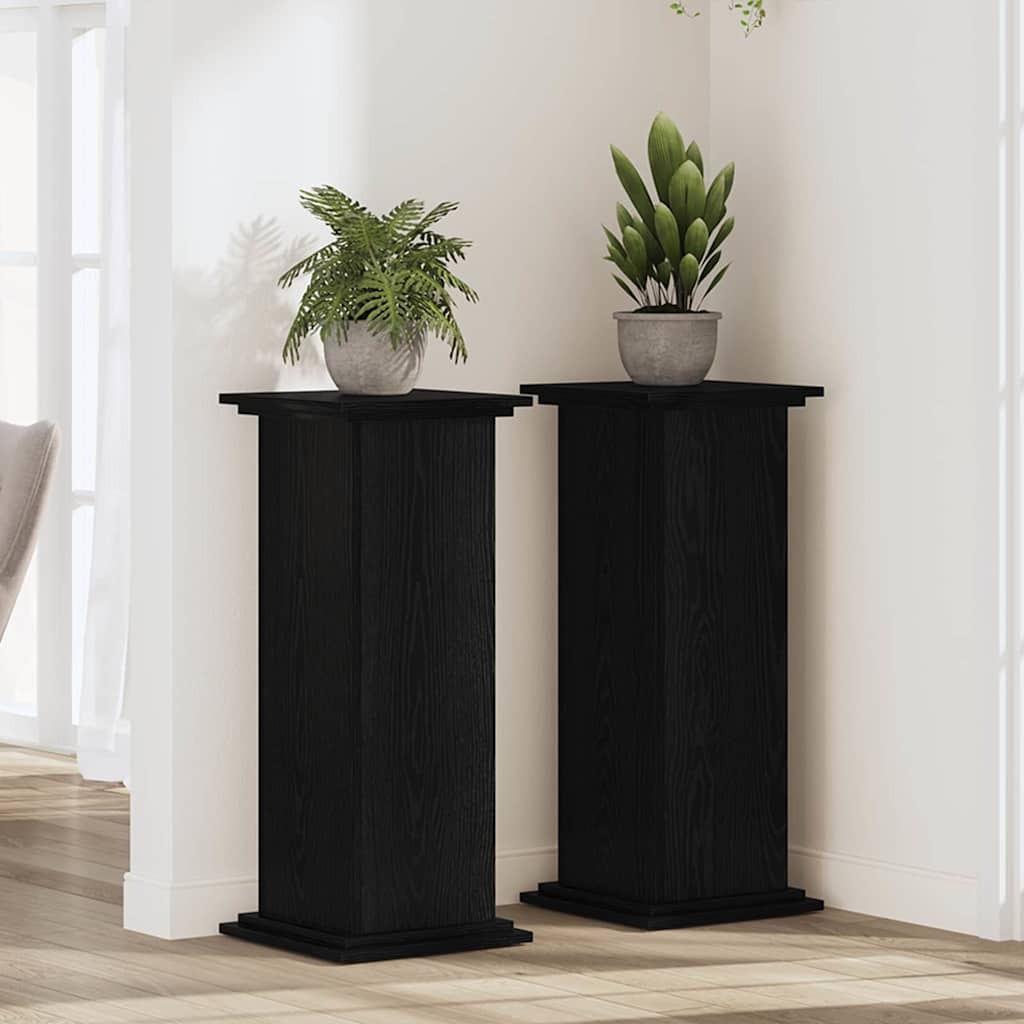 vidaXL Support de Plante Chêne noir 33 x 33 x 80 cm Bois d'ingénierie