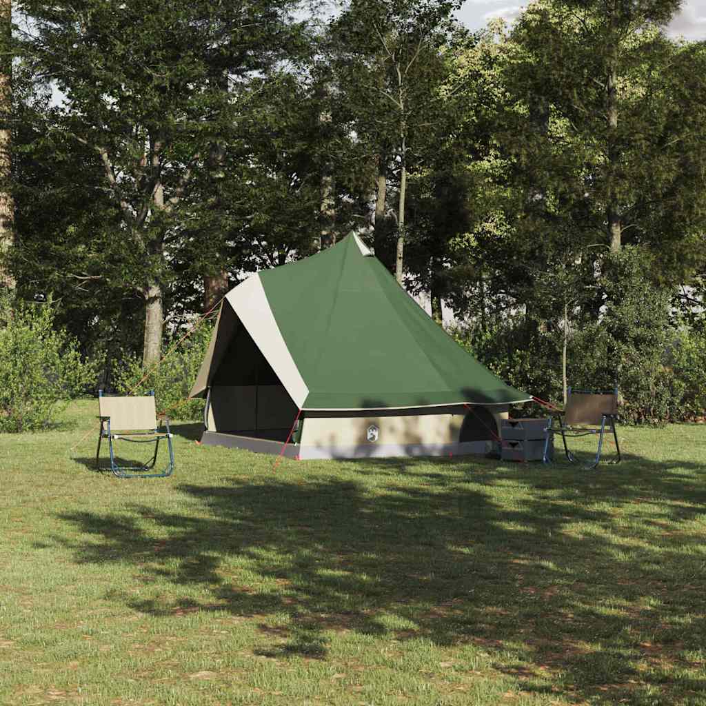 vidaXL Tente Tipi familiale avec toit Vert et beige 400 x 346 x 250 cm